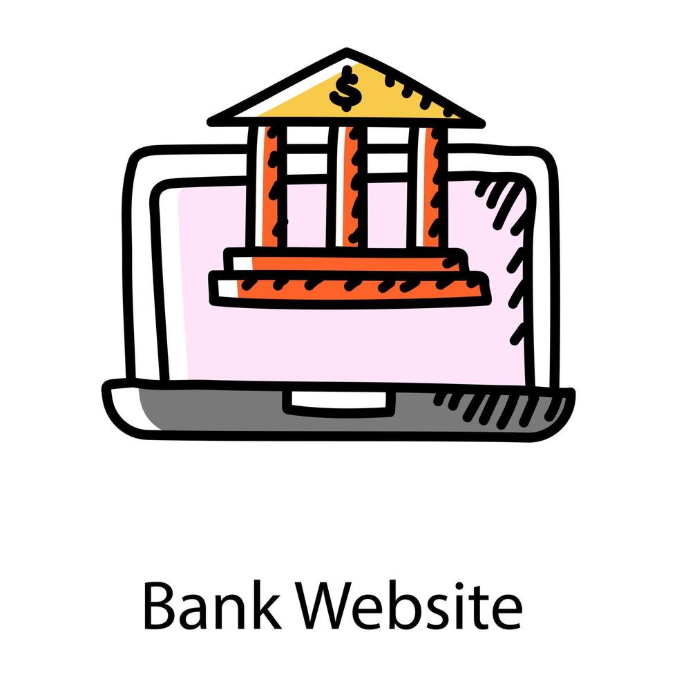 bank website doodle pictogram, bewerkbare vector