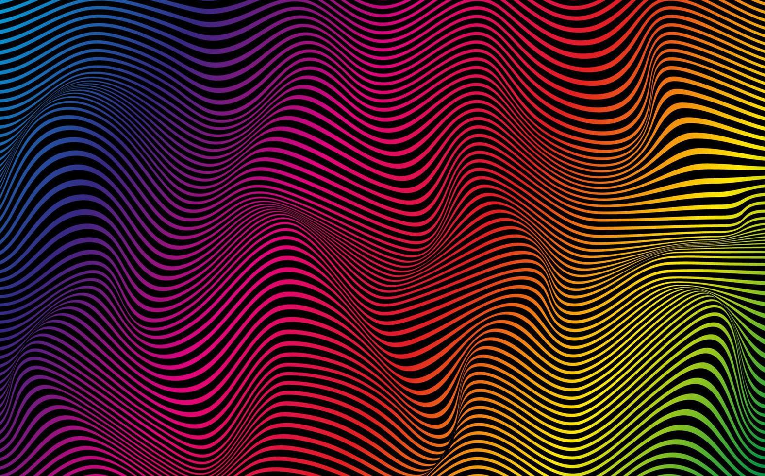 psychedelische lijnen. abstract patroon. textuur met golvende, gebogen strepen. optische kunst achtergrond. Golf kleurrijk verloopontwerp, vectorillustratie hypnotische veelkleurige sjabloon vector