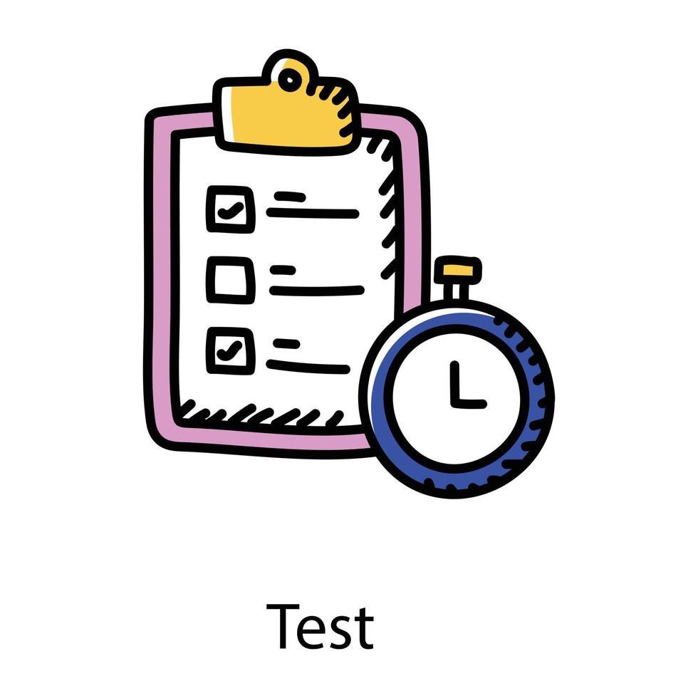 test in doodle stijlicoon, bewerkbare vector