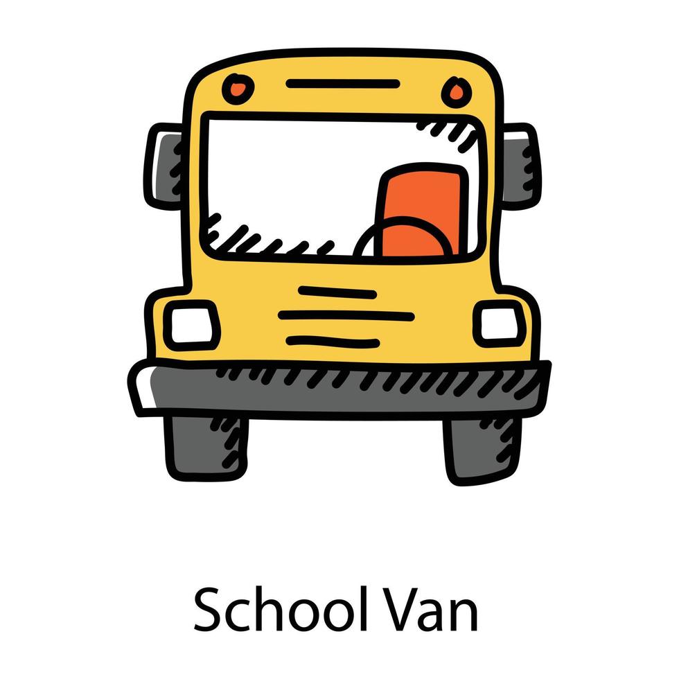 schoolbus in de hand getekende pictogram, bewerkbare vector