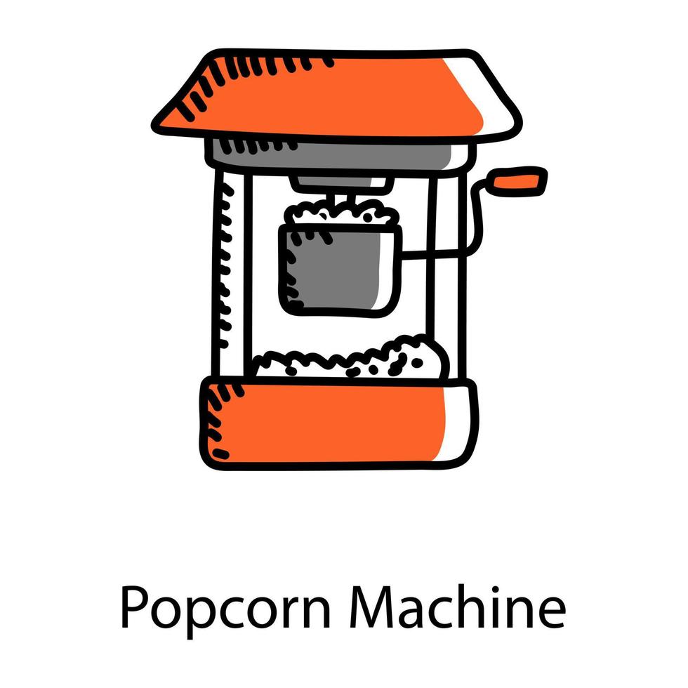 productieapparaat doodle stijlicoon van popcornmachine vector