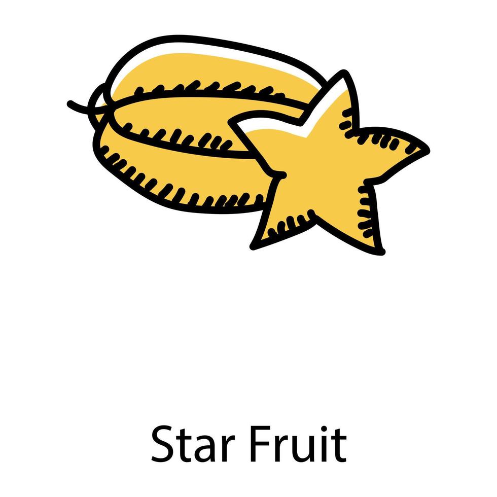gezonde voeding, handgetekende icoon van sterfruit vector