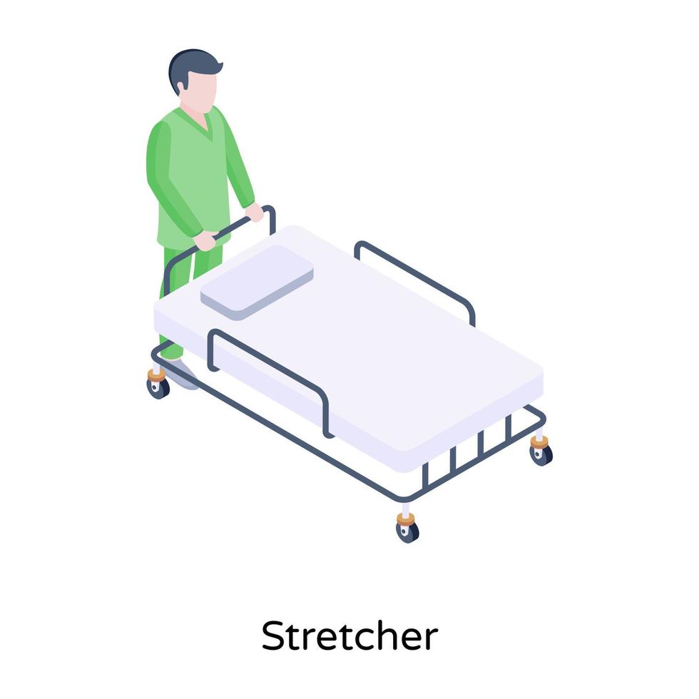 een illustratie van een patiëntenbed in modern isometrisch ontwerp vector