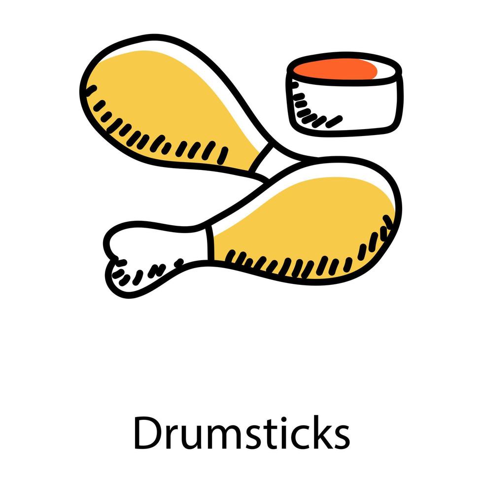 kip sticks doodle pictogram, bewerkbare vector