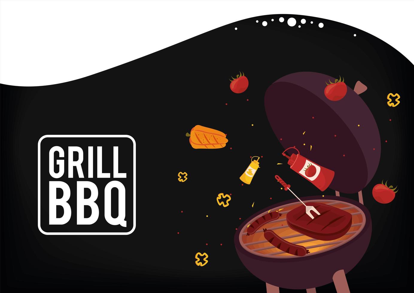 grill bbq belettering met oven vector