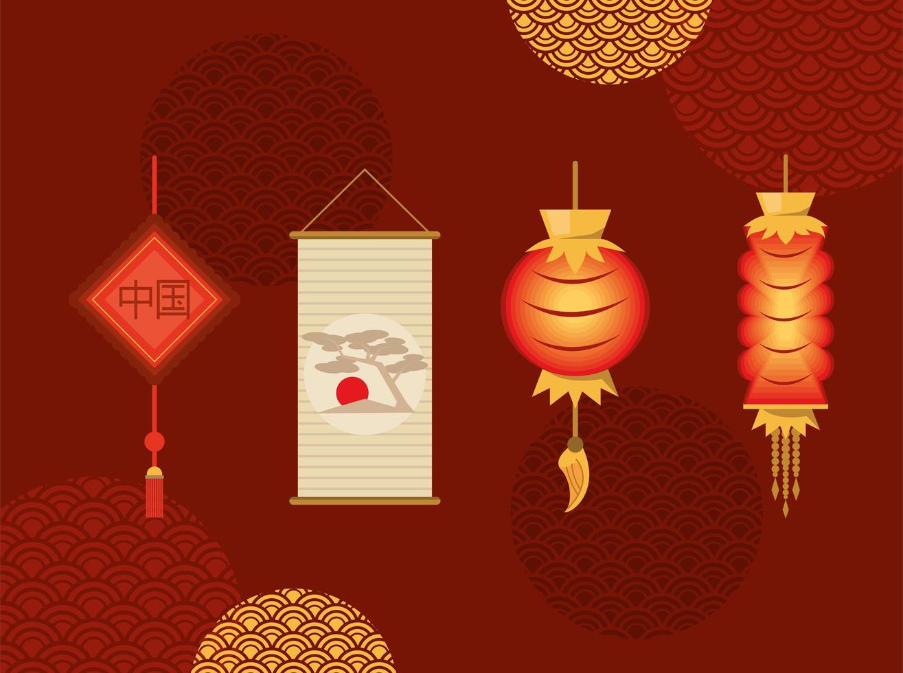 Chinese cultuurlampen vector
