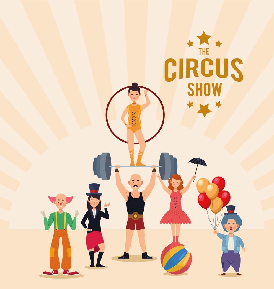 circusshow belettering met artiesten vector