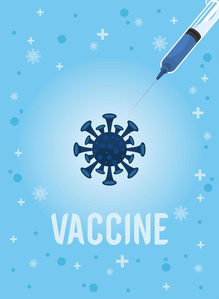 vaccinbelettering met covid19-deeltje vector