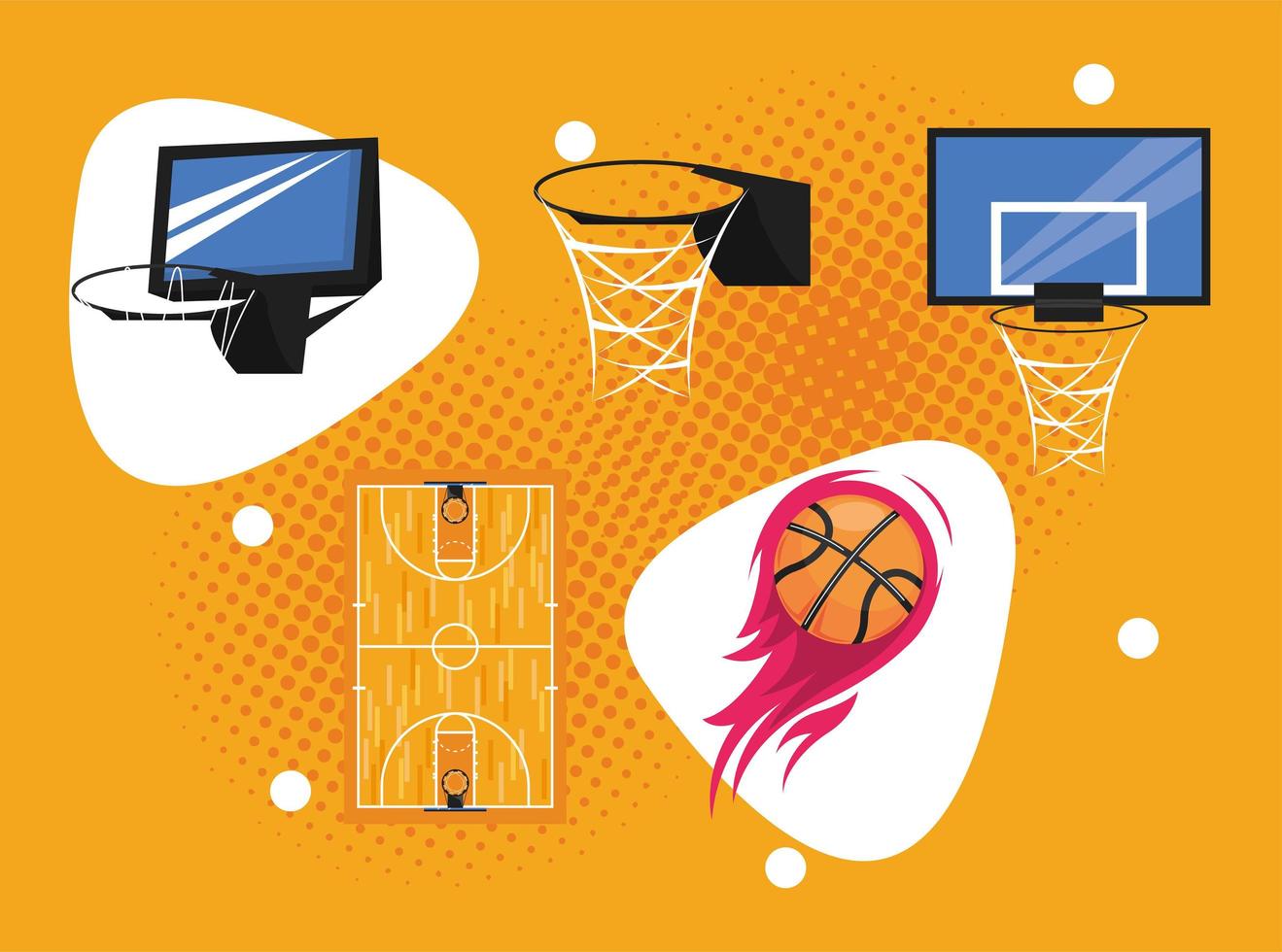 vijf basketbal sport iconen vector