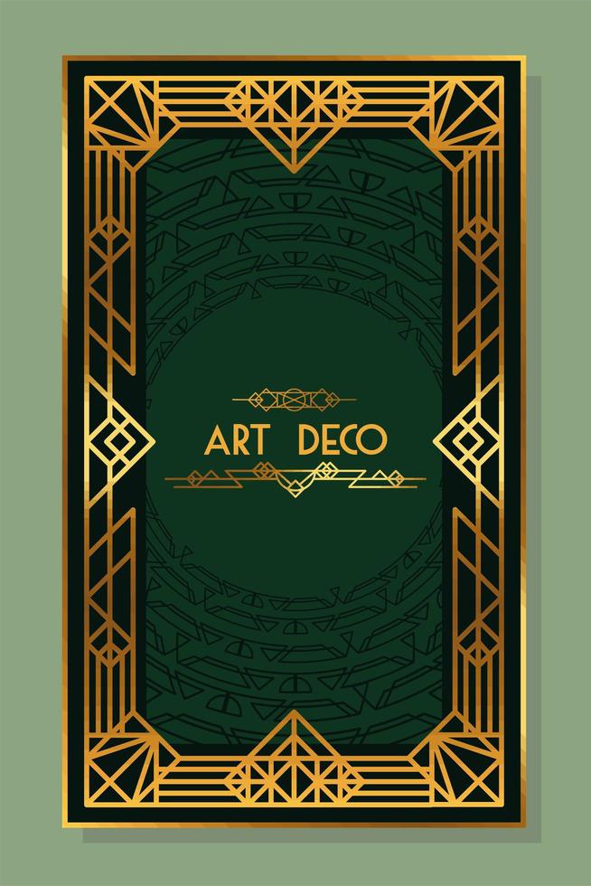 art deco belettering groen frame vector