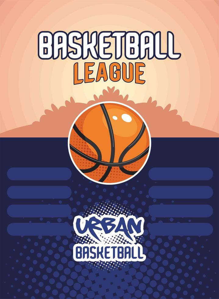 urban basketball belettering met bal vector