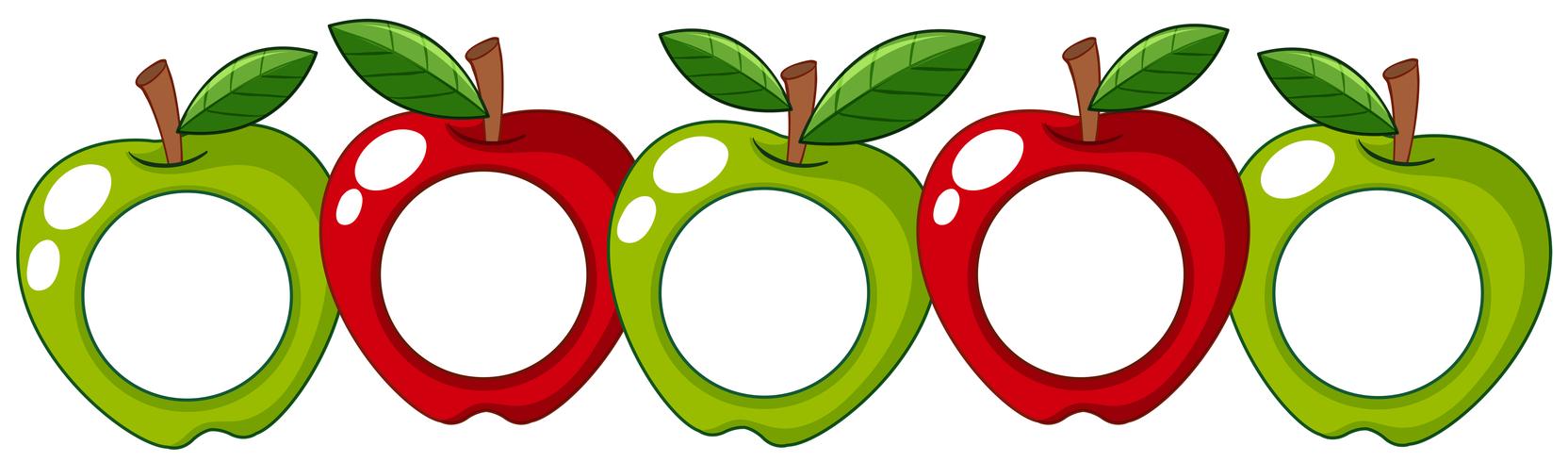 Rode en groene appels met witte badge op vector