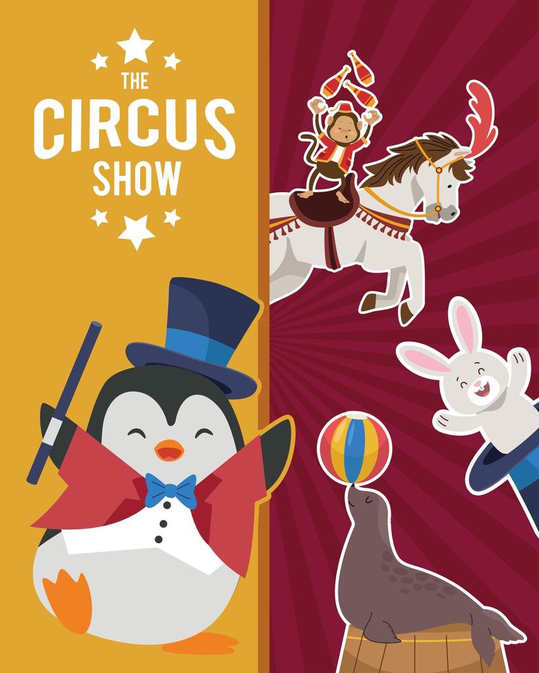 circusshow belettering en dieren vector