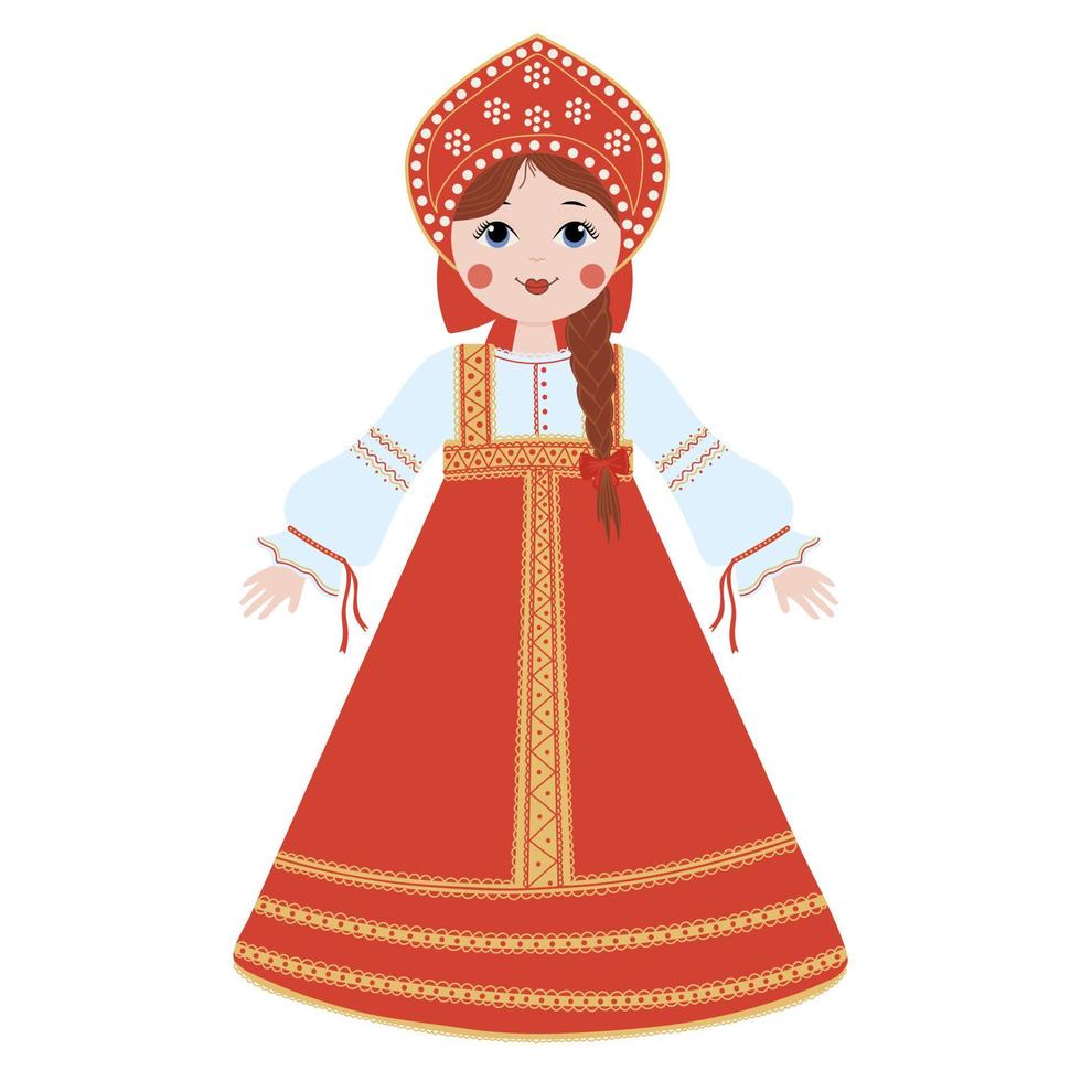 russisch meisje in russische nationale kleding, jurk en kokoshnik. vector