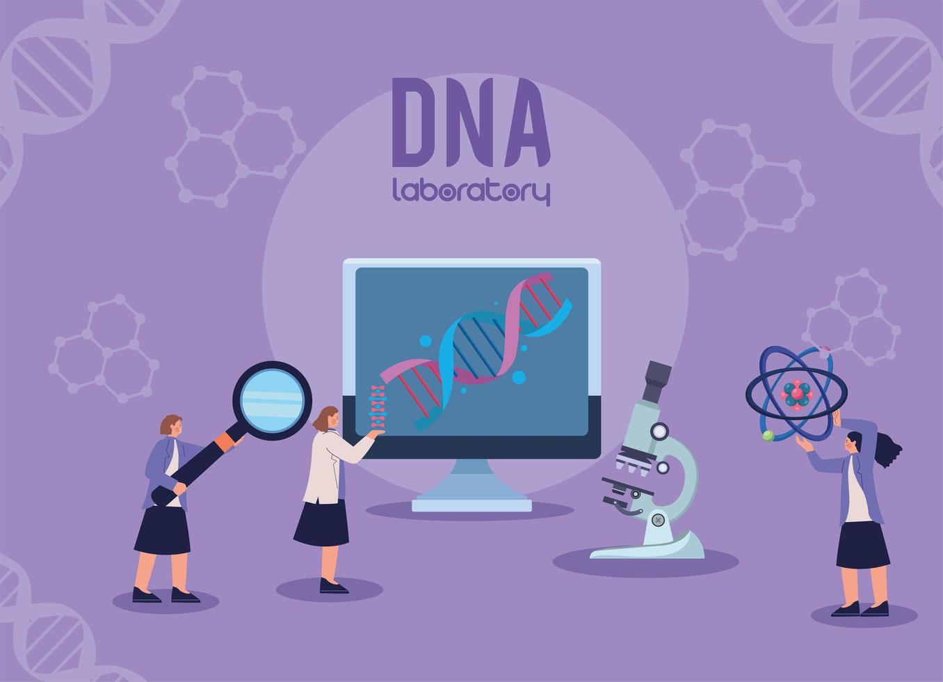 dna-laboratorium met vrouwelijke wetenschappers vector