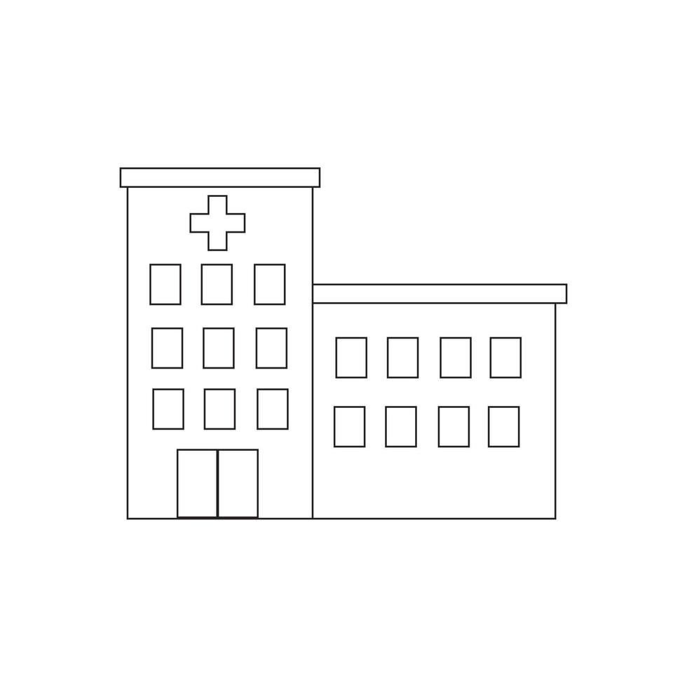 ziekenhuis gebouw pictogram vector logo, op witte achtergrond