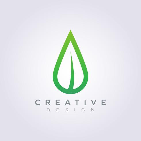 Leaf Water Drop Vector Illustratie Clipart Symbool Logo Sjabloon