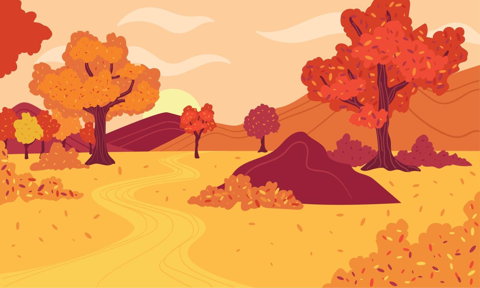 gekleurde herfst achtergrond met bomen vector