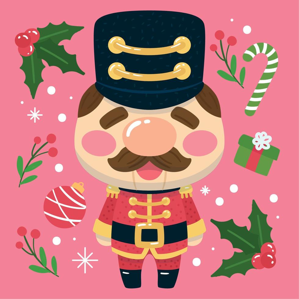 notenkraker cartoon kawaii kerstversiering vector