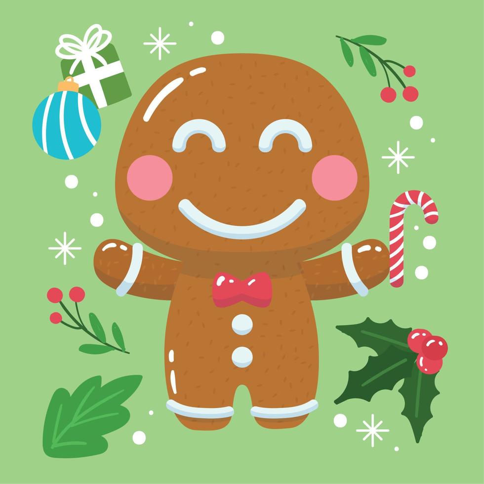 peperkoek man cartoon kawaii kerst decoratie vector