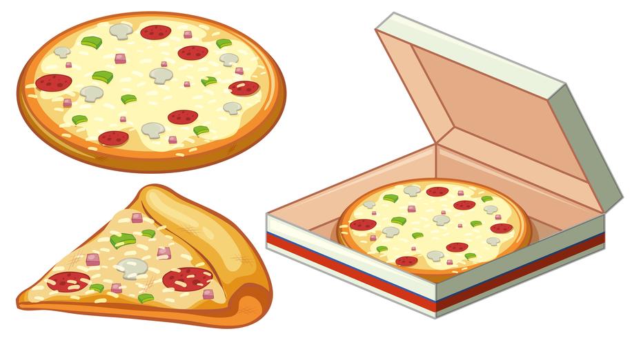 Pizza in kartonnen doos vector