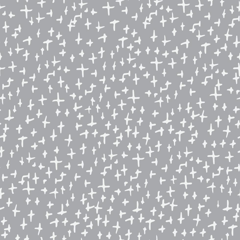 vector naadloos patroon. abstracte achtergrond met witte kruisen op grijze achtergrond. trendy monochrome textuur met plussen of kruisen grafisch ontwerp voor keramische tegelbehang, textiel, cadeauverpakkingen