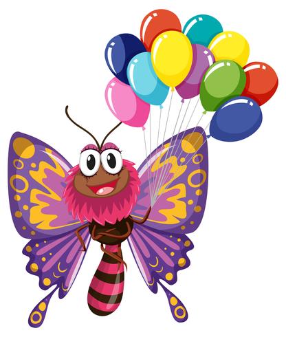 Kleurrijke vlinder met ballonnen vector