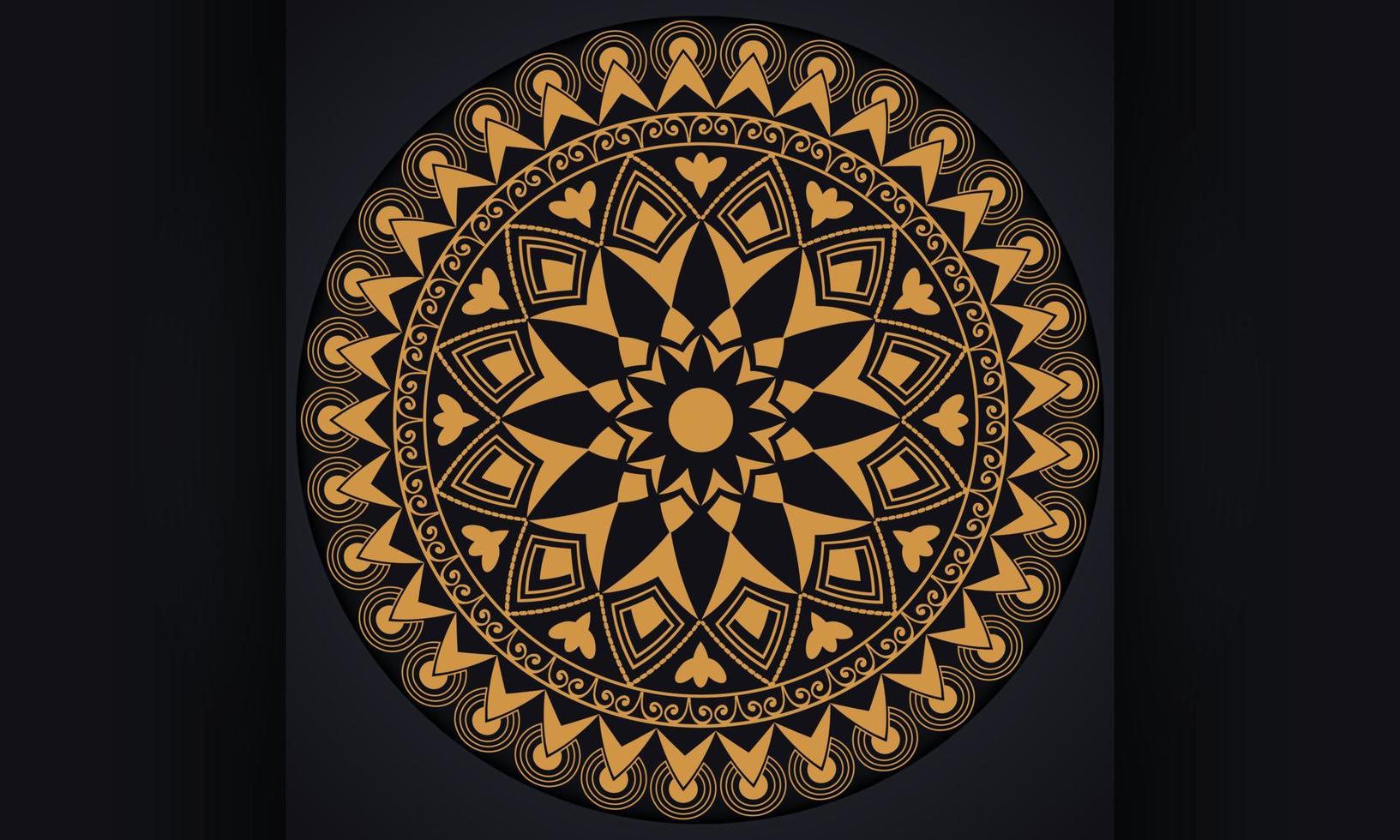 mandala patroon ontwerp. gouden sieraad op zwarte achtergrond. vector