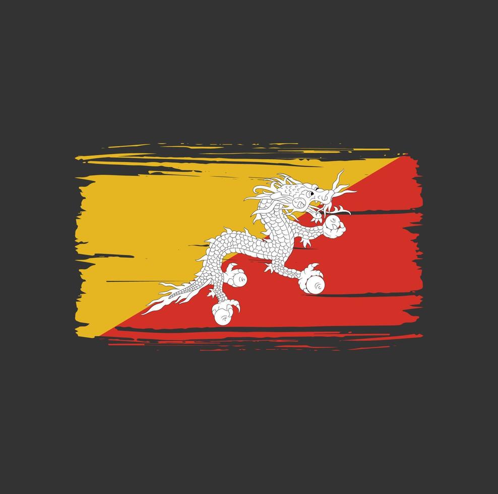 Bhutaanse vlag penseelstreek. nationale vlag vector