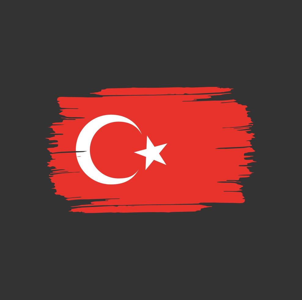 turkije vlag penseelstreken. vlag van het nationale land vector