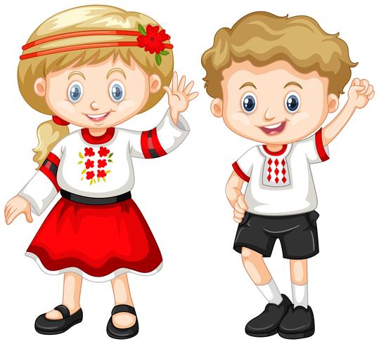 Oekraïne kinderen in traditionele outfit vector