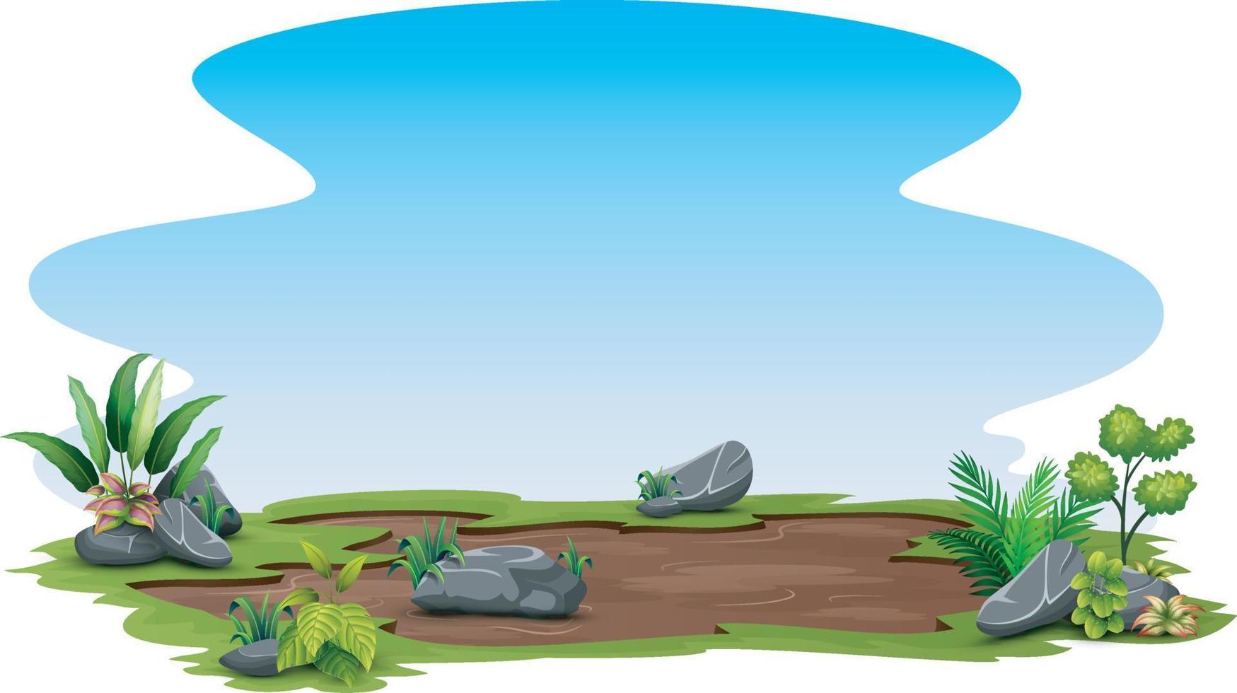 illustratie van planten en blauwe lucht op een witte achtergrond vector