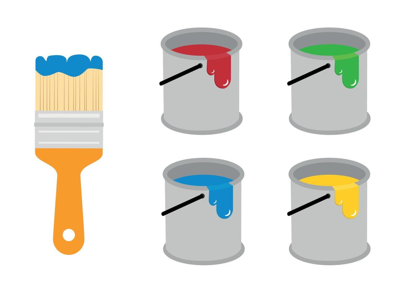 emmer met gekleurde verf en penseel vector