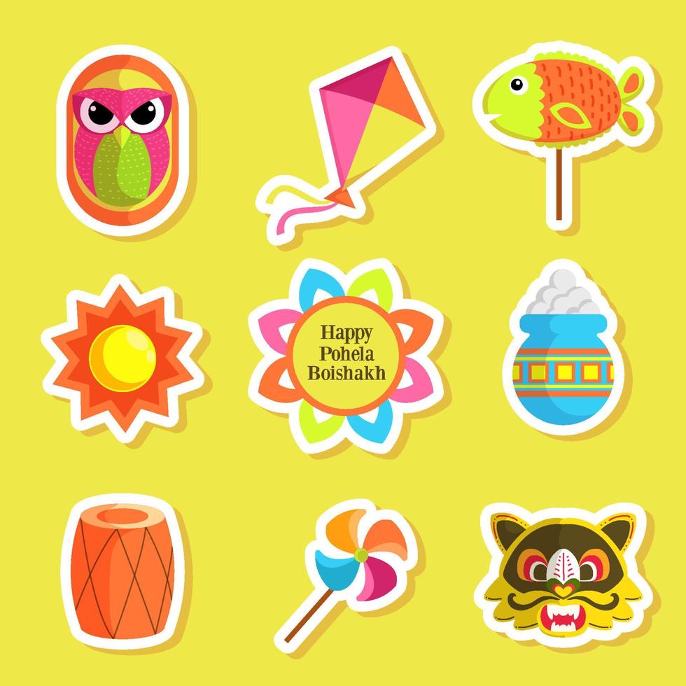 pohela boishakh stickerset vector