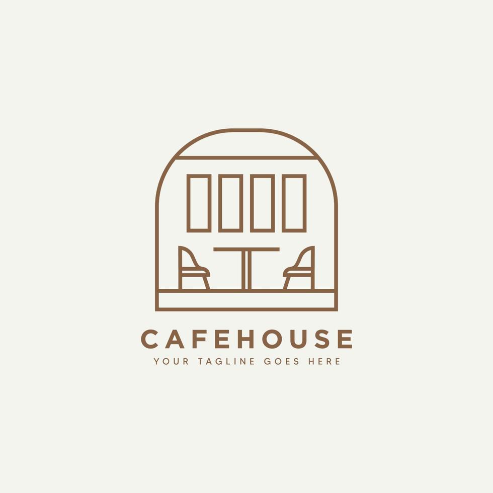 café huis minimalistische lijntekeningen badge logo icoon vector