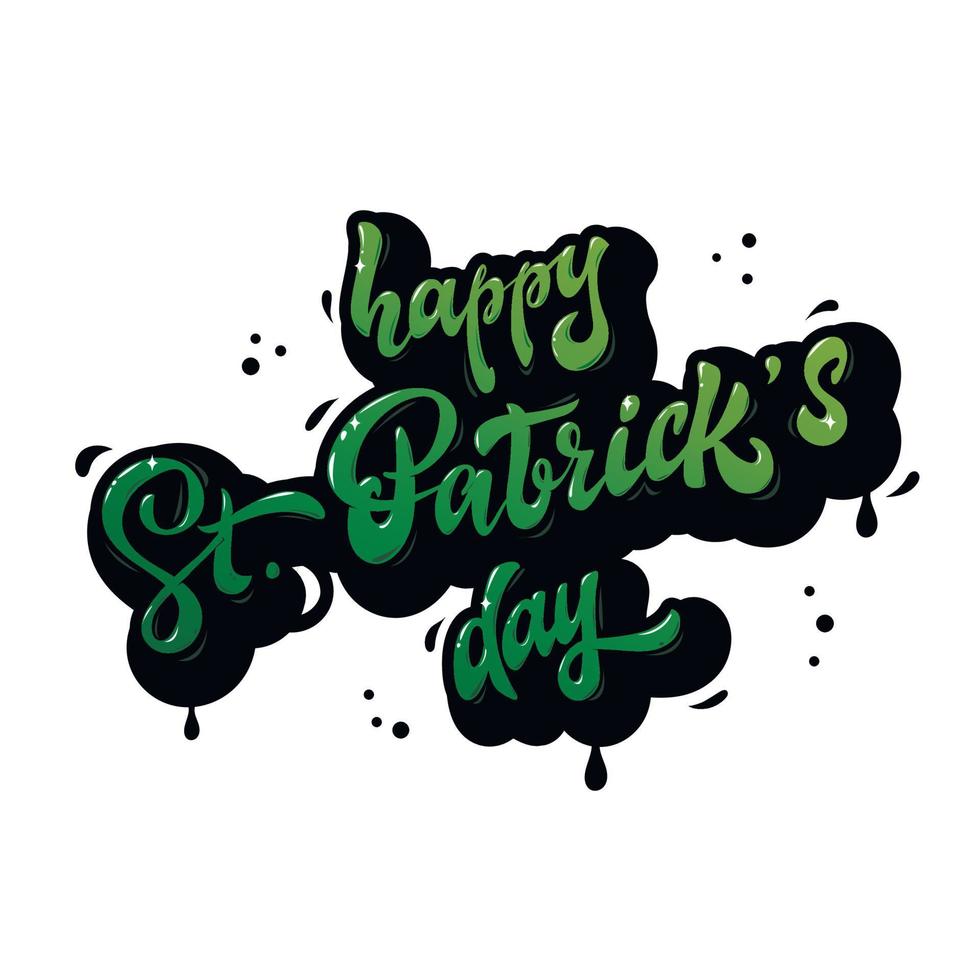 leuke vrolijke st. patrick's day kalligrafie citaat op een groene geruite achtergrond versierd met verfdruppels. perfect voor posters, banners, prenten, ontwerpideeën voor wenskaarten. vector