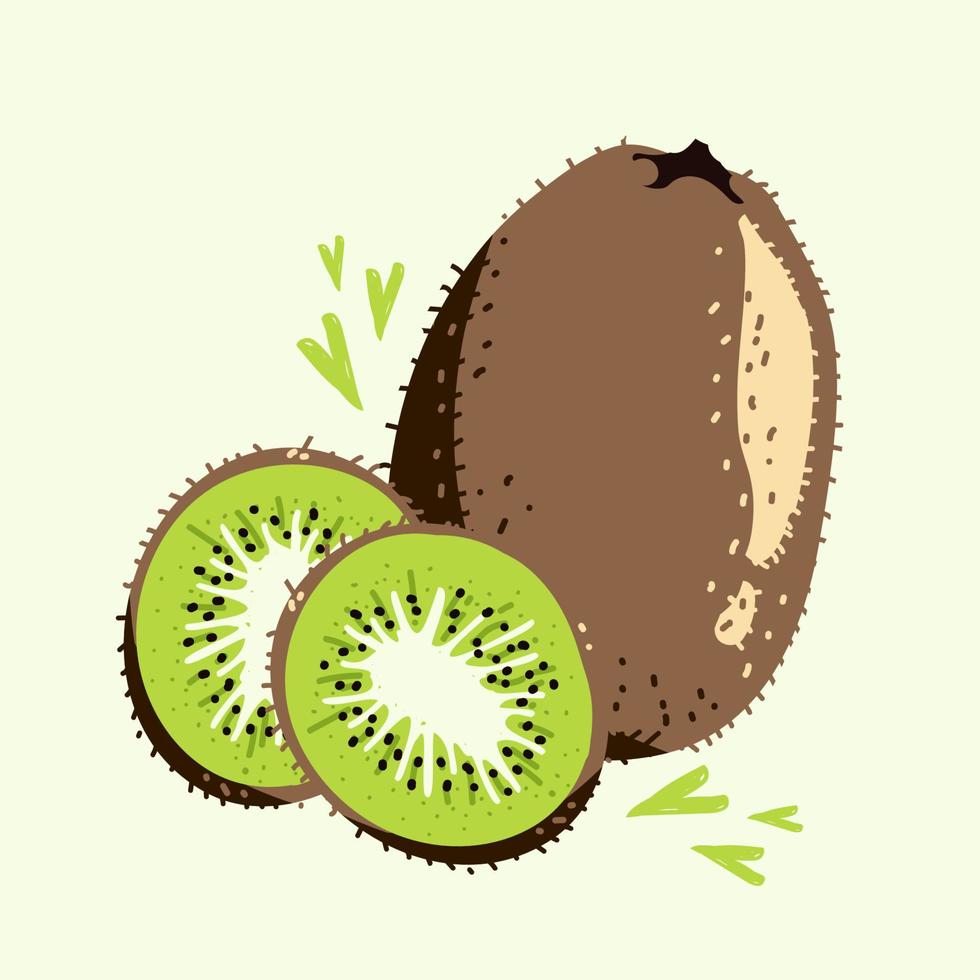 moderne kiwi in de hand getekende stijl. vector illustratie