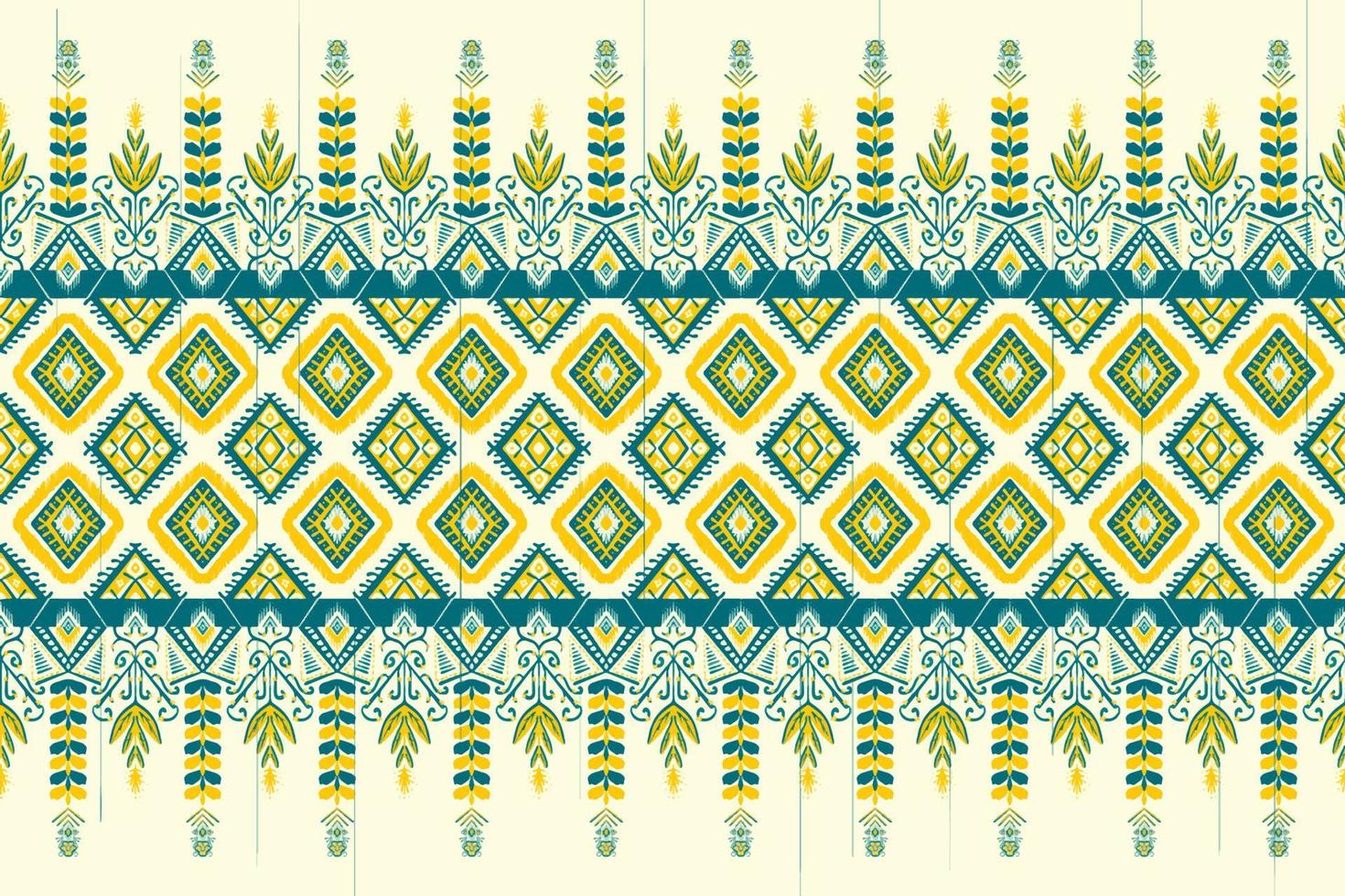 gele en indigo blauwe bloem op ivoor. geometrische etnische oosterse patroon traditioneel ontwerp voor achtergrond, tapijt, behang, kleding, verpakking, batik, stof, vector illustratie borduurstijl