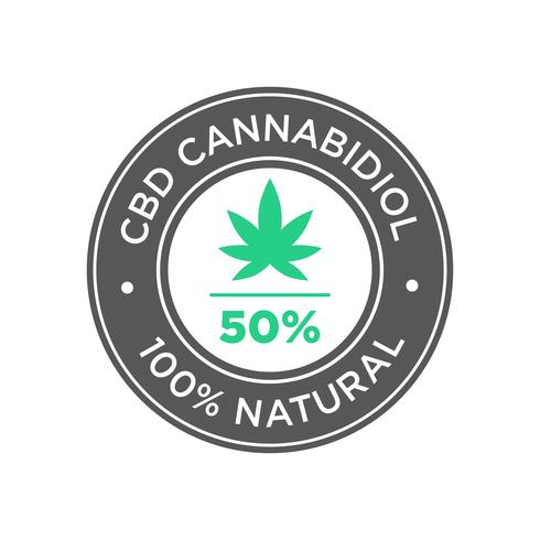 50 procent CBD Cannabidiol Oil-pictogram. 100 procent natuurlijk. vector