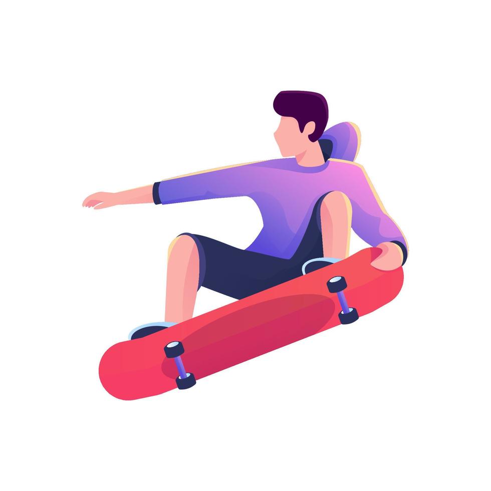 man op een skateboard vector