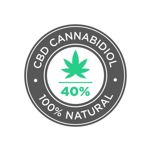 40 procent CBD Cannabidiol olie pictogram. 100 procent natuurlijk. vector