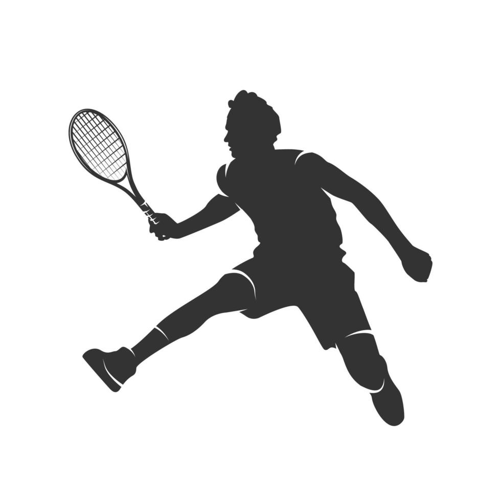 silhouet van een man met een tennisracket vector