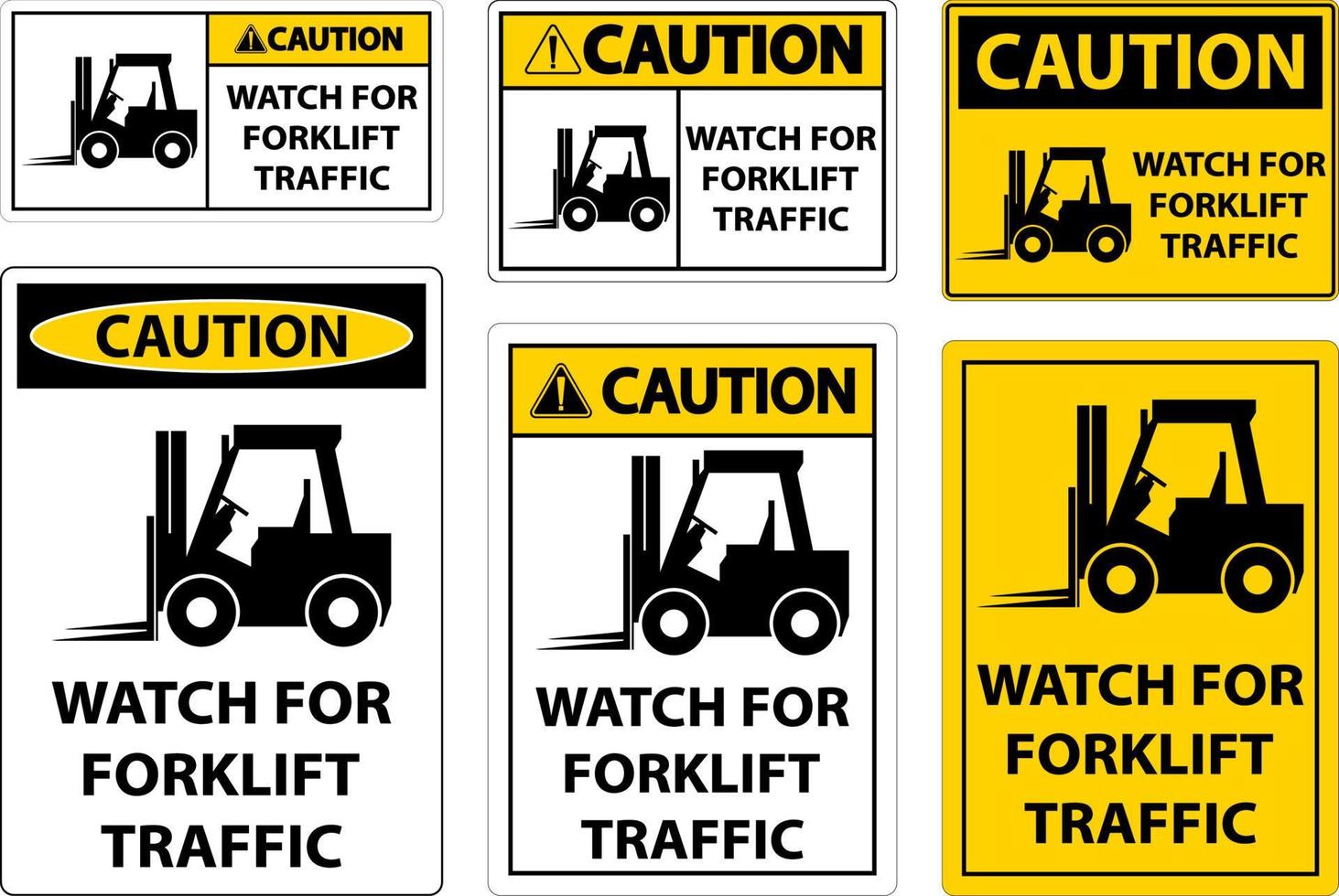 voorzichtigheid 2-weg horloge voor heftruck verkeersbord op witte achtergrond vector