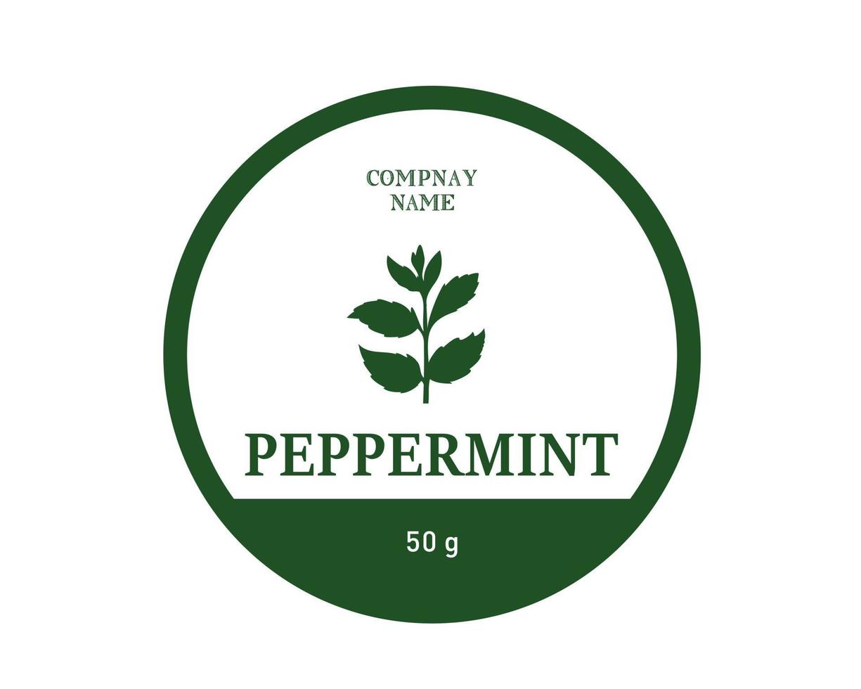 pepermunt rond labelontwerp, pepermuntolie-etiketten. schermverzorging en labelontwerp voor cosmetische verpakkingen. element voor verpakkingsontwerp vector