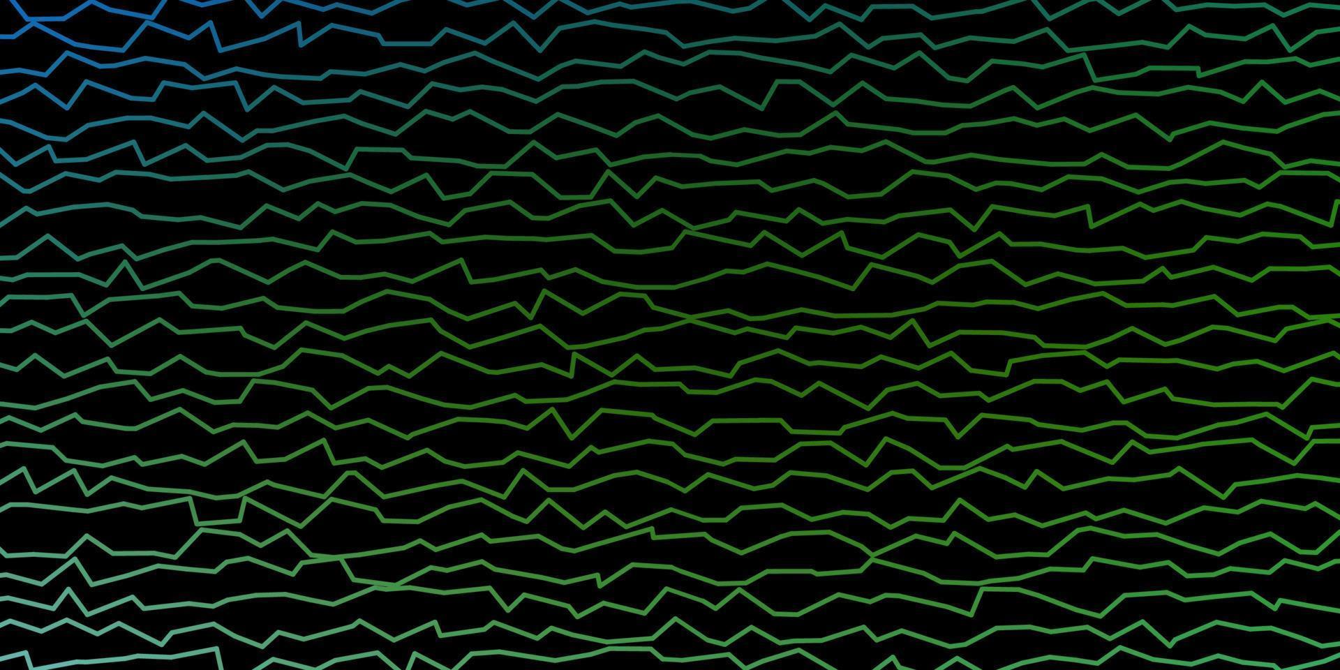 donkerblauwe, groene vectorachtergrond met gebogen lijnen. vector