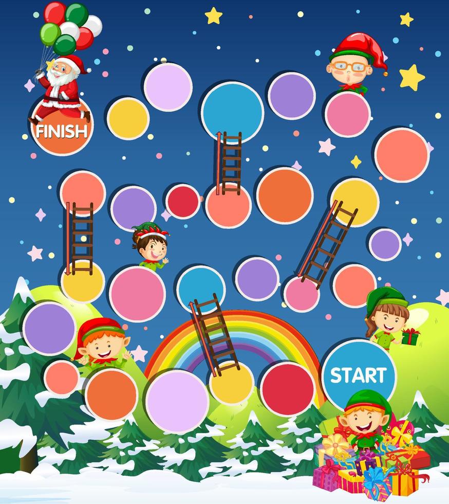 spelsjabloon slang en ladders met kerstthema vector