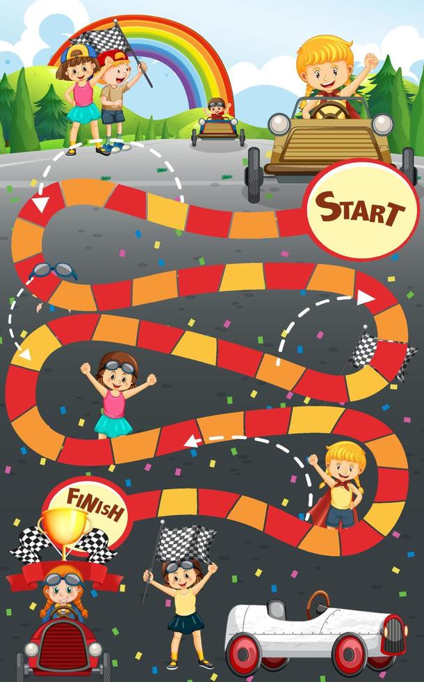 spelsjabloon slang en ladders met kinderpersonages vector