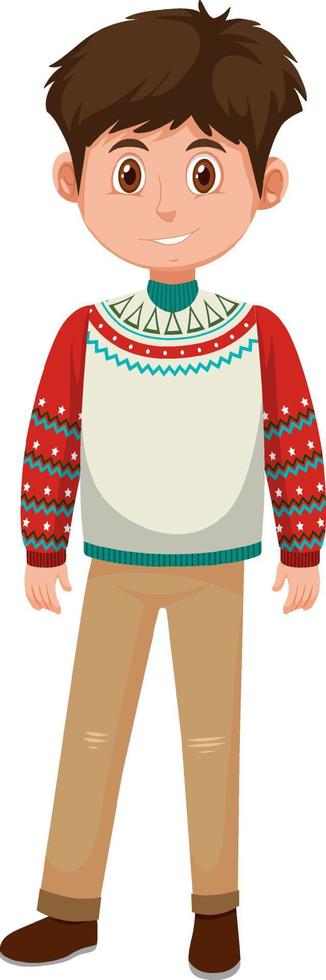 een man die kerstoutfits draagt op een witte achtergrond vector