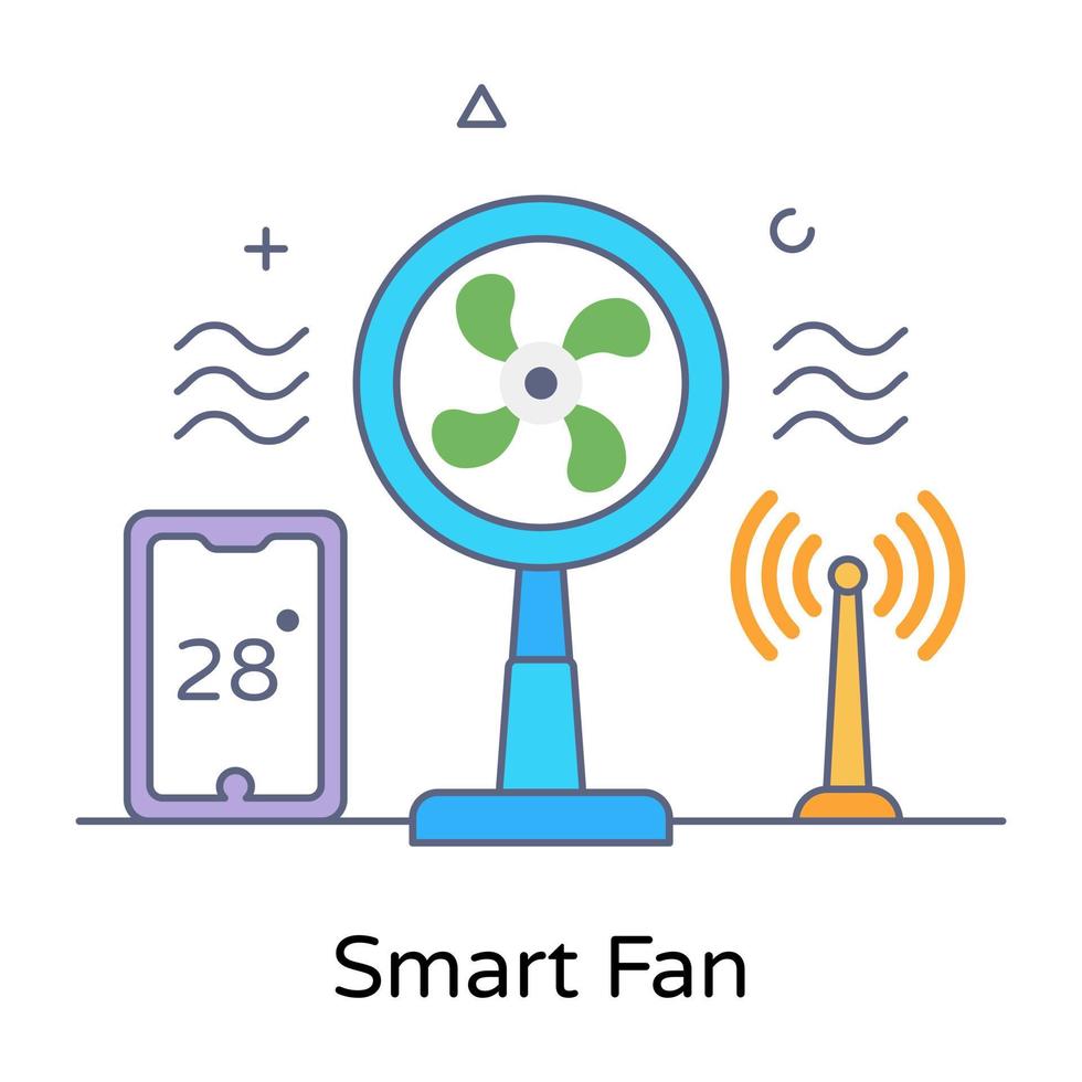 slimme luchtventilator in plat conceptueel pictogram vector