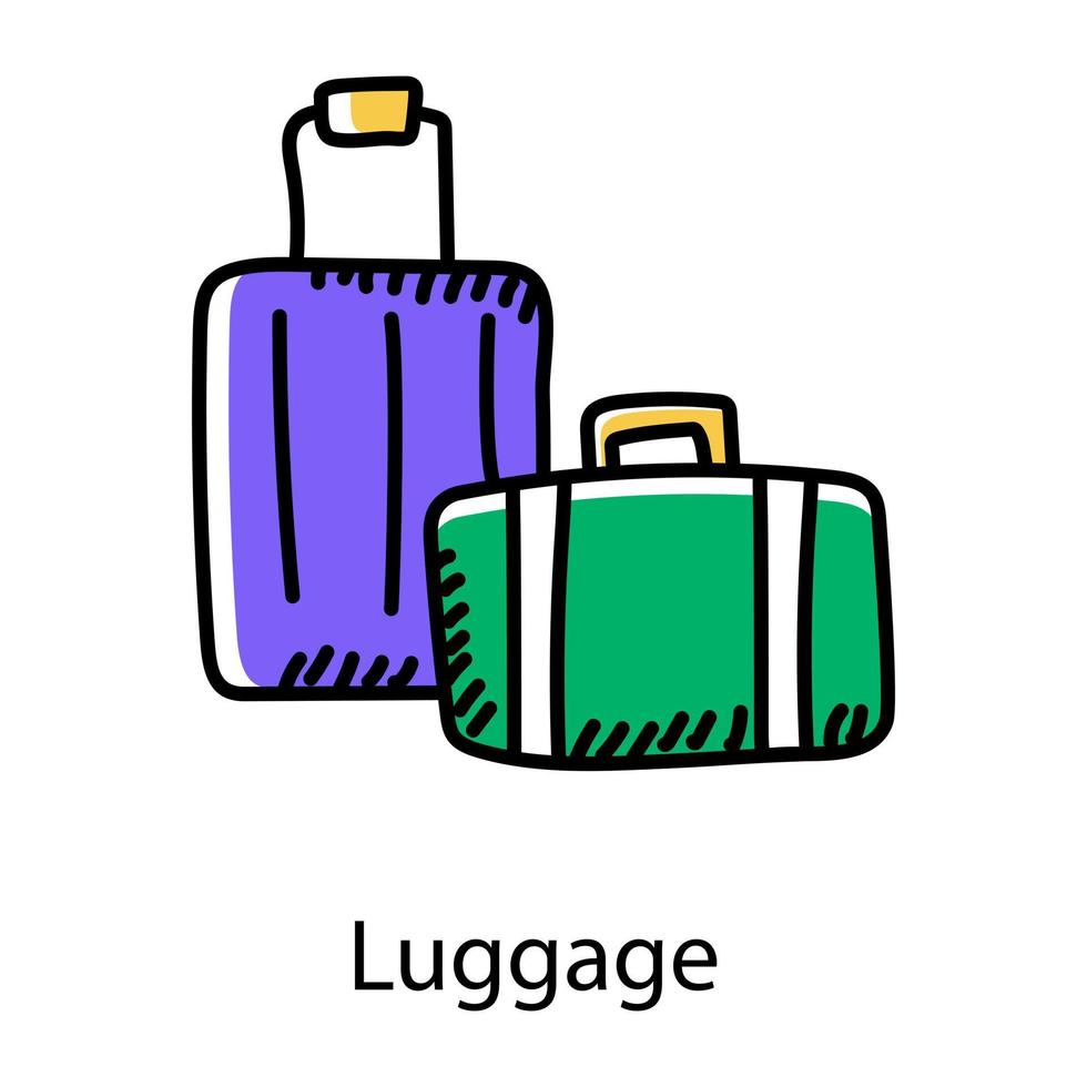 doodle icoon van bagage, bewerkbare vector